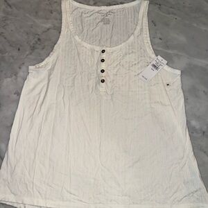American Eagle Outfitters Cream Tank Top with Button Detail